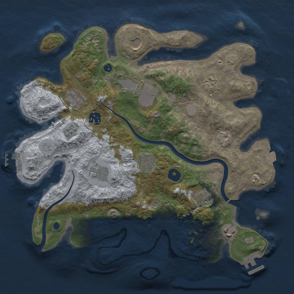 Rust Map: Procedural Map, Size: 3500, Seed: 1709388850, 16 Monuments
