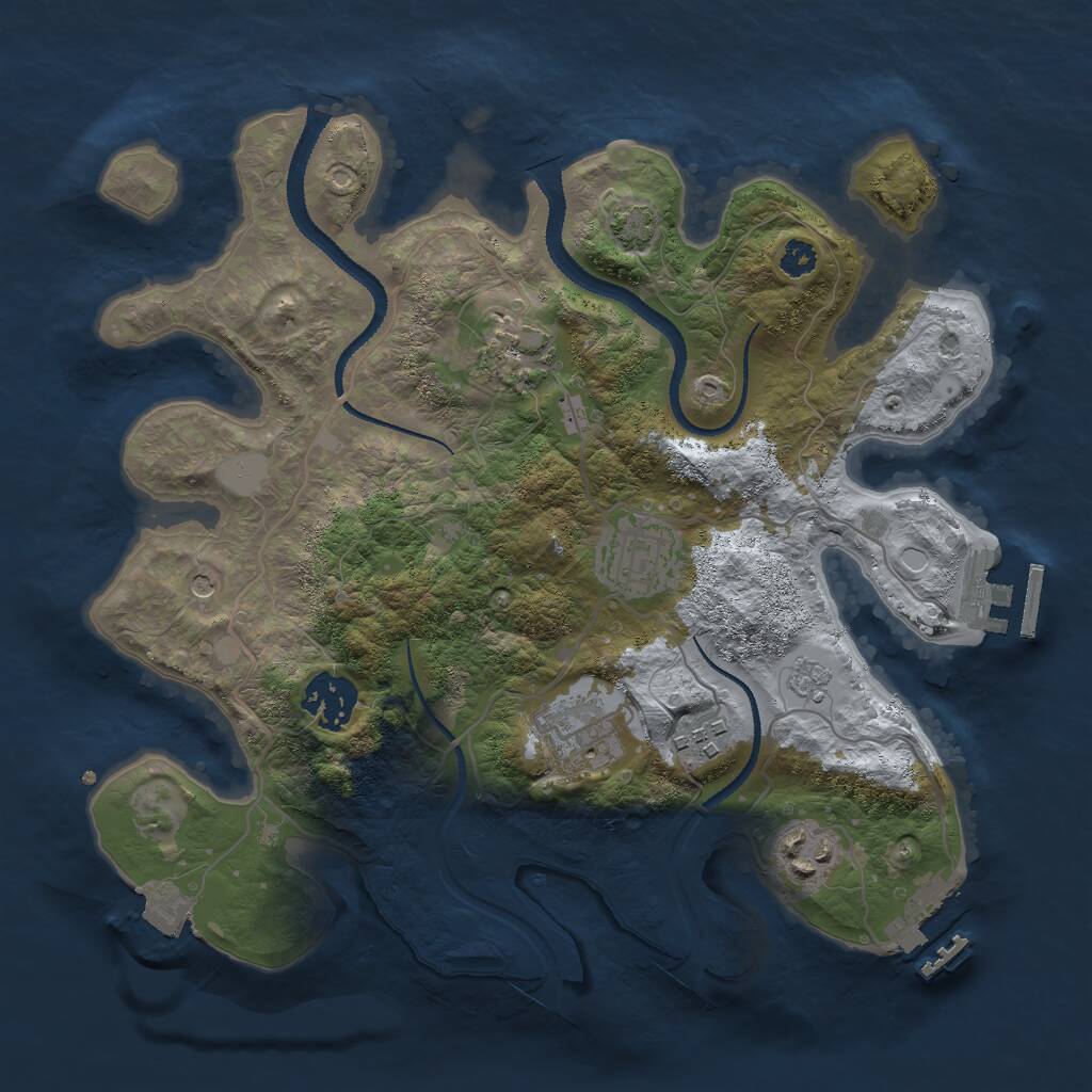 Rust Map: Procedural Map, Size: 3000, Seed: 1561991994, 12 Monuments