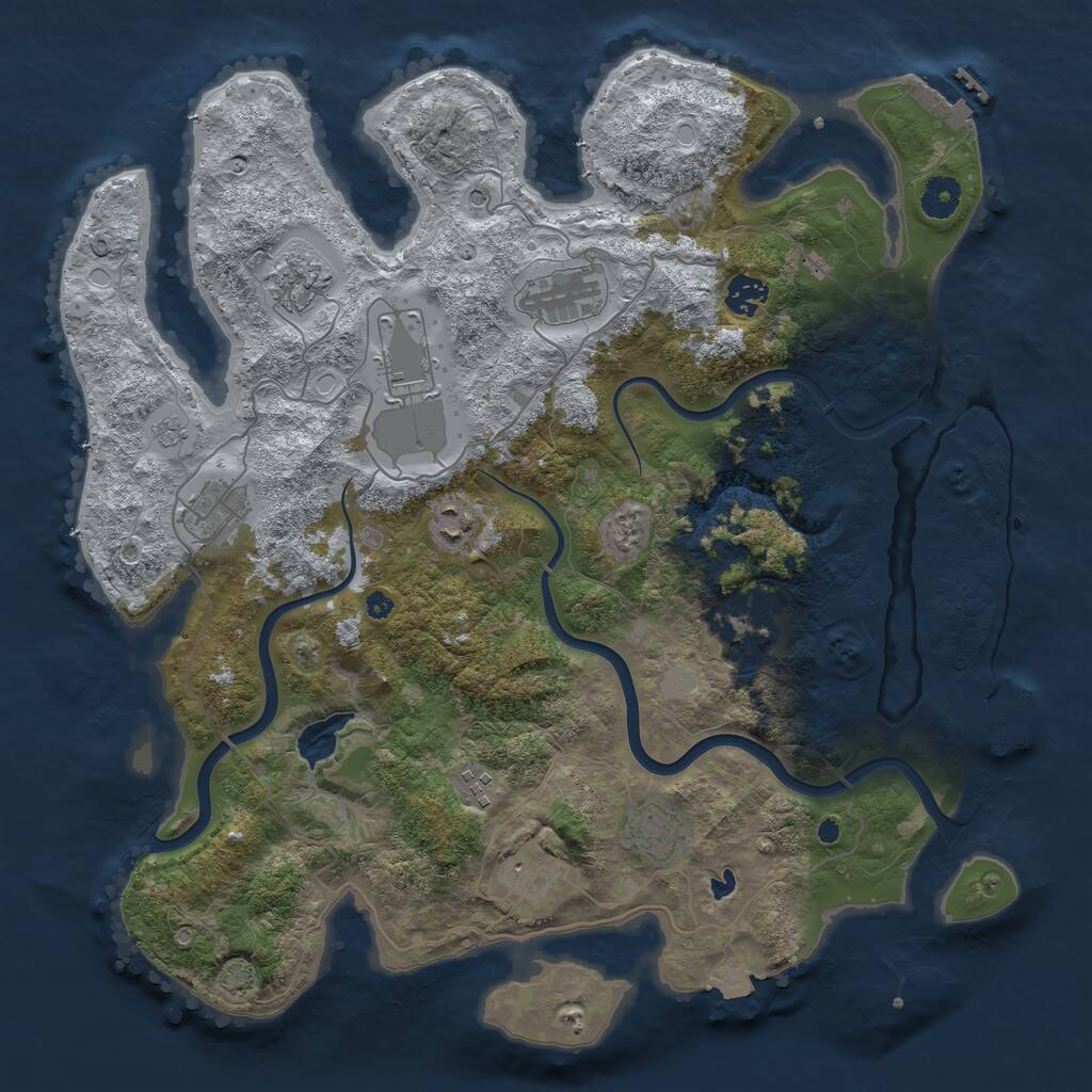 Rust Map: Procedural Map, Size: 4000, Seed: 634654, 16 Monuments