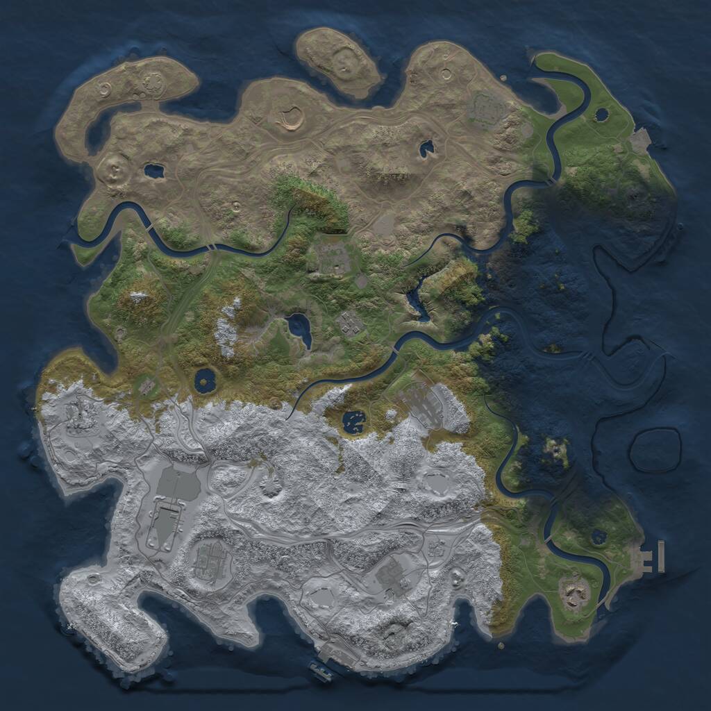 Rust Map: Procedural Map, Size: 4500, Seed: 53502290, 17 Monuments