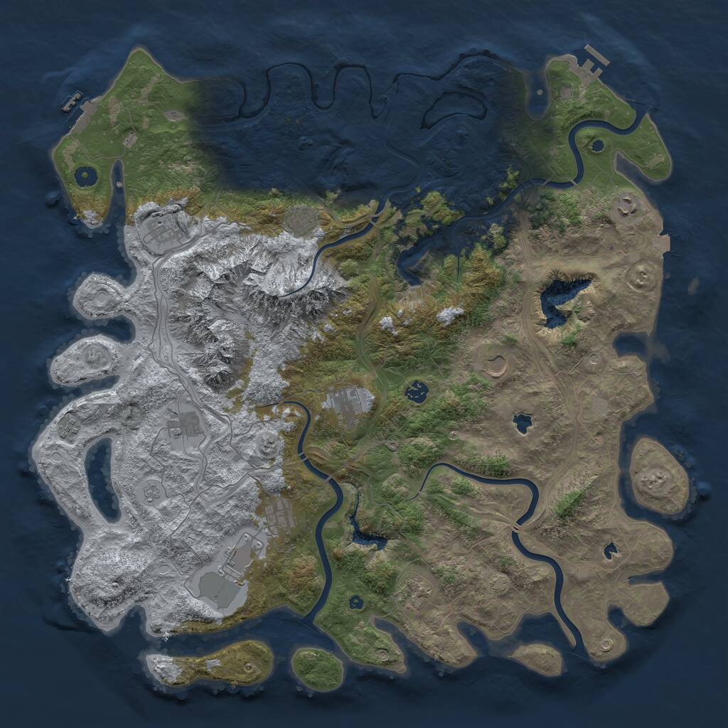 Rust Map: Procedural Map, Size: 5000, Seed: 537180437, 17 Monuments