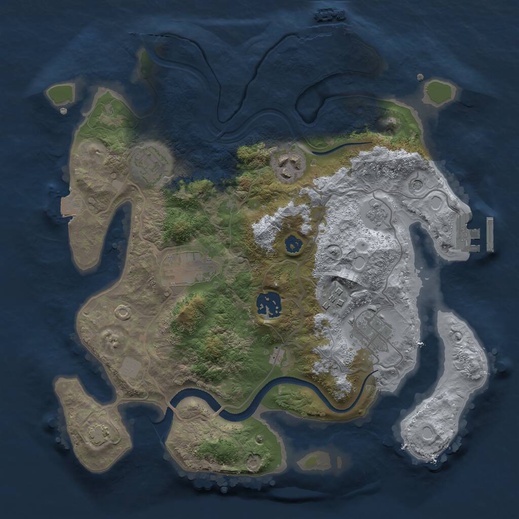 Rust Map: Procedural Map, Size: 3000, Seed: 7464, 12 Monuments