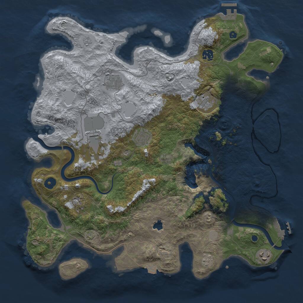 Rust Map: Procedural Map, Size: 4000, Seed: 576745, 14 Monuments