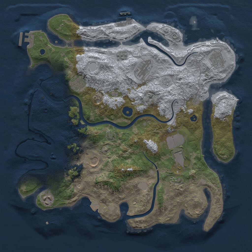 Rust Map: Procedural Map, Size: 3750, Seed: 1123729326, 14 Monuments