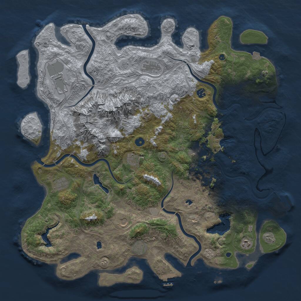 Rust Map: Procedural Map, Size: 5000, Seed: 48271, 16 Monuments