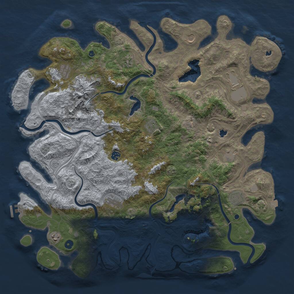 Rust Map: Procedural Map, Size: 5000, Seed: 521212339, 16 Monuments