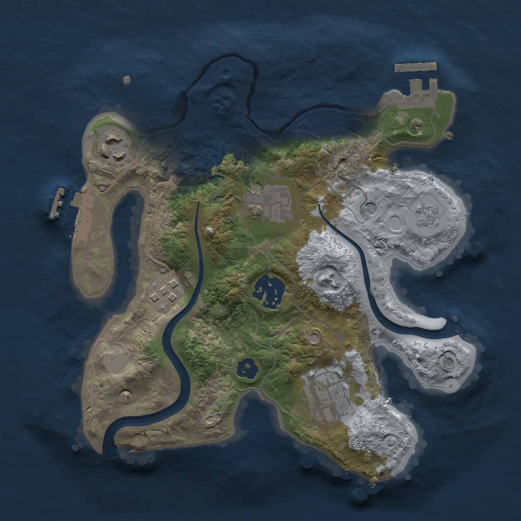 Rust Map: Procedural Map, Size: 2500, Seed: 924191173, 10 Monuments