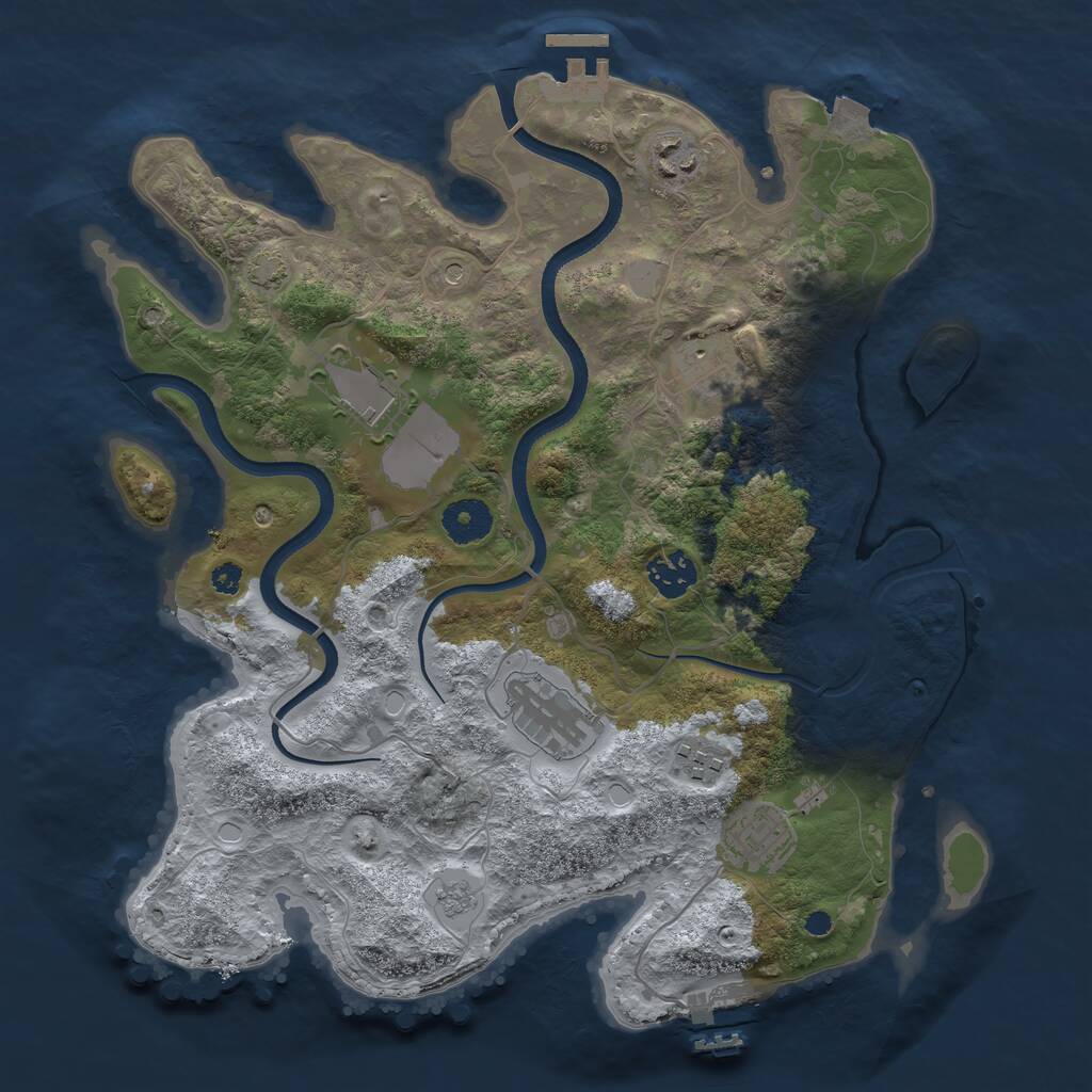 Rust Map: Procedural Map, Size: 3500, Seed: 2090015793, 13 Monuments