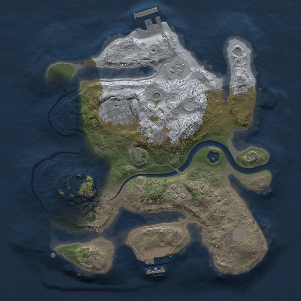 Rust Map: Procedural Map, Size: 2500, Seed: 1597956554, 8 Monuments