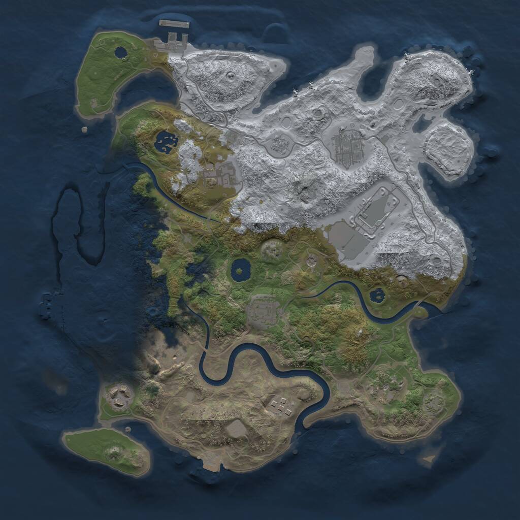 Rust Map: Procedural Map, Size: 3500, Seed: 1248160474, 15 Monuments