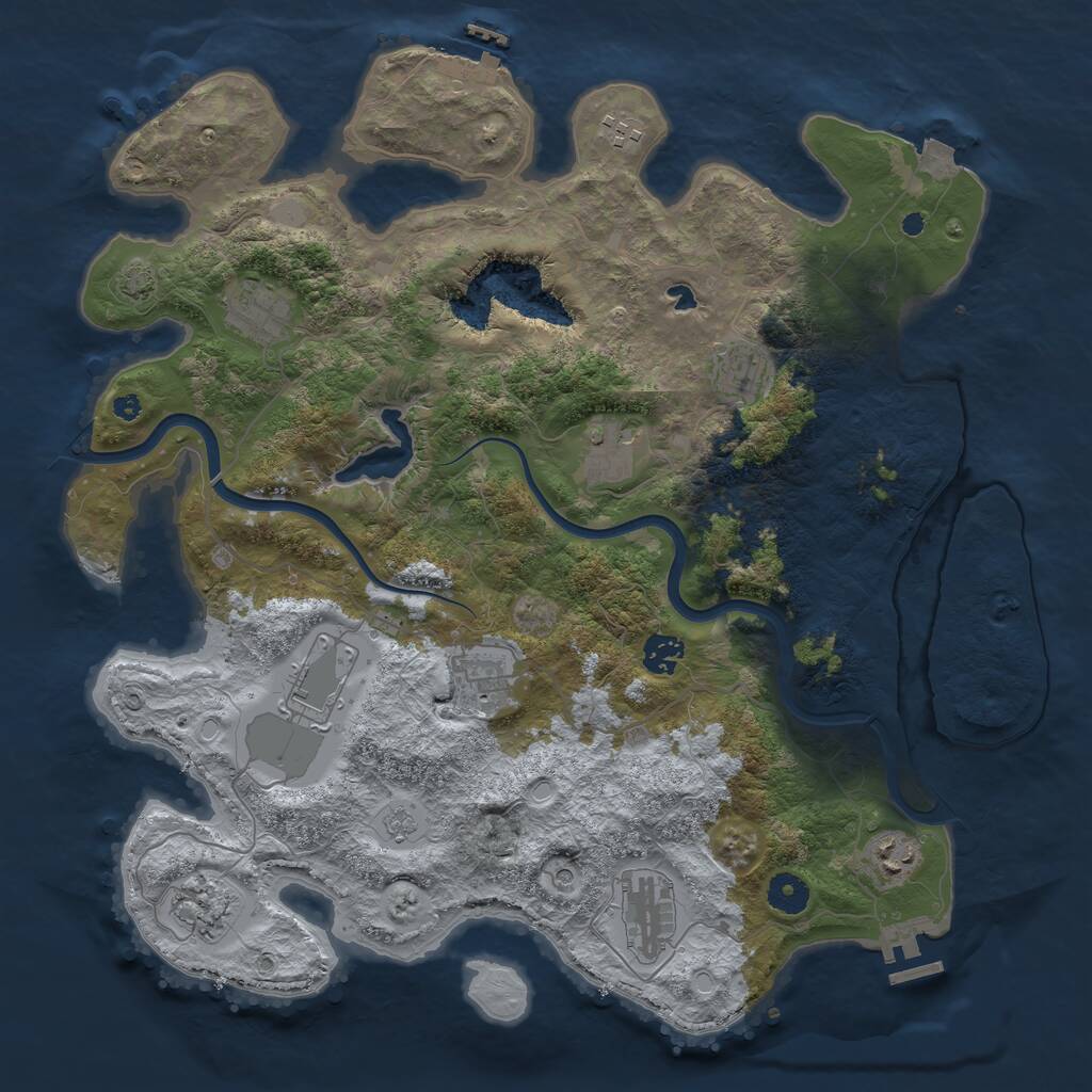 Rust Map: Procedural Map, Size: 4000, Seed: 1078103827, 16 Monuments