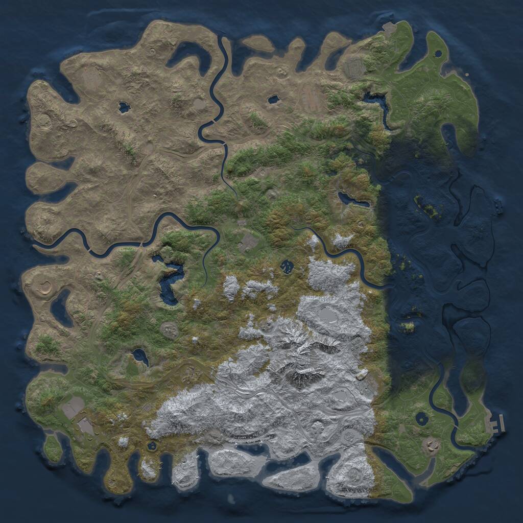 Rust Map: Procedural Map, Size: 6000, Seed: 39592265, 17 Monuments