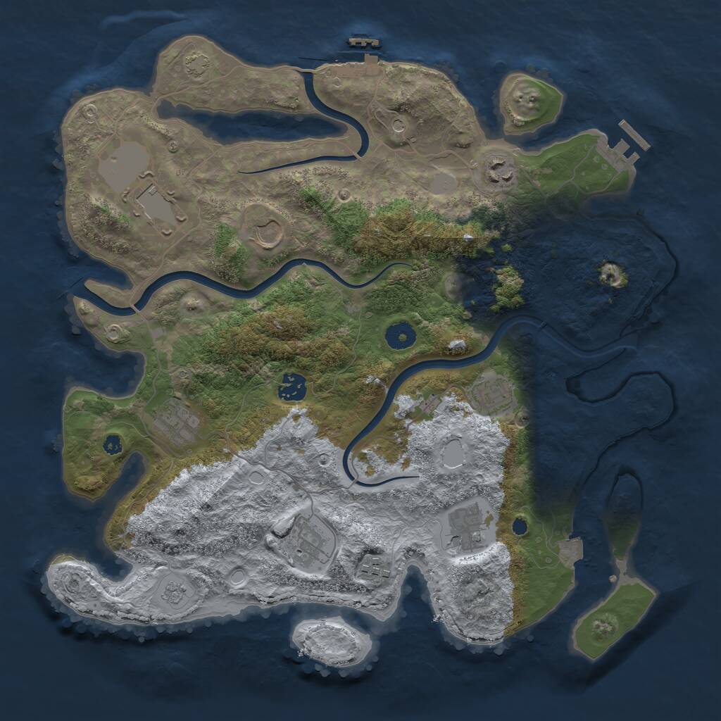 Rust Map: Procedural Map, Size: 3750, Seed: 19521155, 15 Monuments