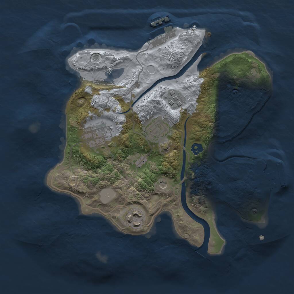 Rust Map: Procedural Map, Size: 2499, Seed: 1263036182, 8 Monuments