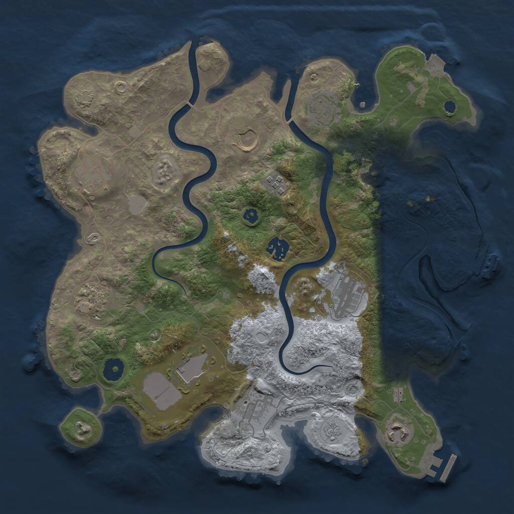 Rust Map: Procedural Map, Size: 3500, Seed: 59493, 16 Monuments