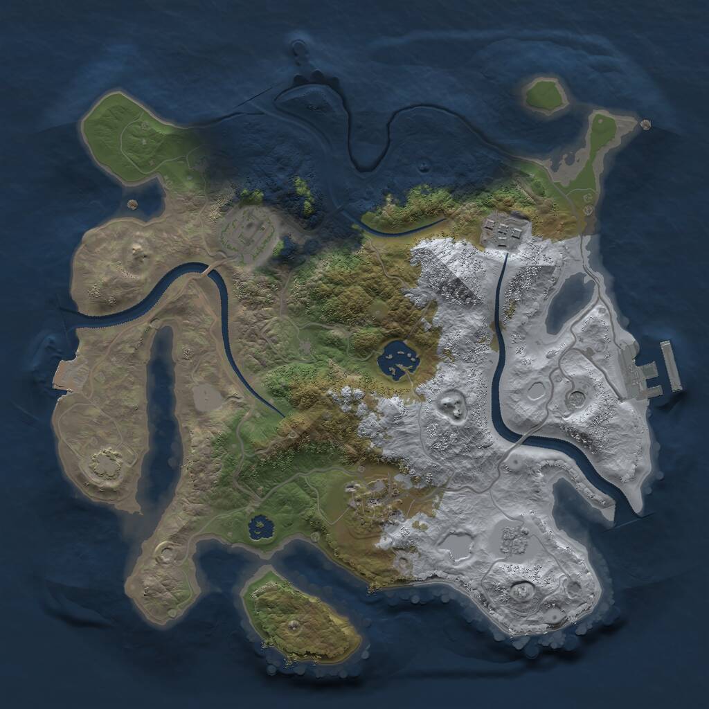 Rust Map: Procedural Map, Size: 2800, Seed: 918123, 9 Monuments