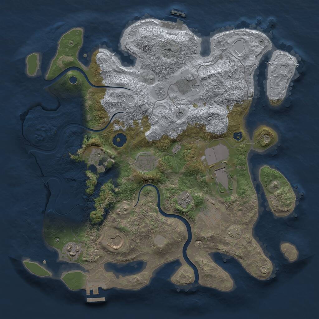 Rust Map: Procedural Map, Size: 3500, Seed: 1490296967, 14 Monuments
