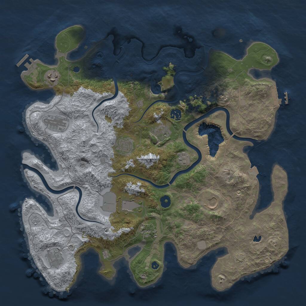 Rust Map: Procedural Map, Size: 4000, Seed: 753665489, 16 Monuments