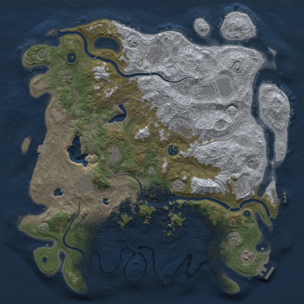 Rust Map: Procedural Map, Size: 4500, Seed: 226177270, 16 Monuments