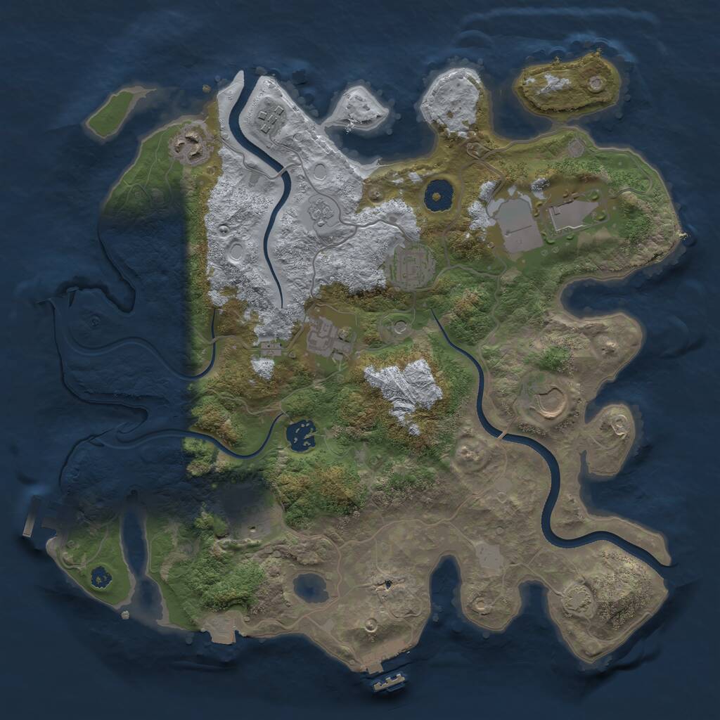 Rust Map: Procedural Map, Size: 3500, Seed: 1007177741, 14 Monuments