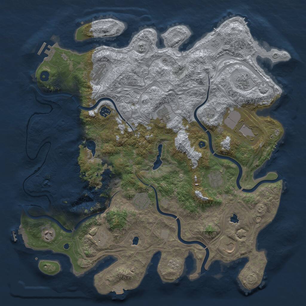 Rust Map: Procedural Map, Size: 4500, Seed: 895348378, 17 Monuments