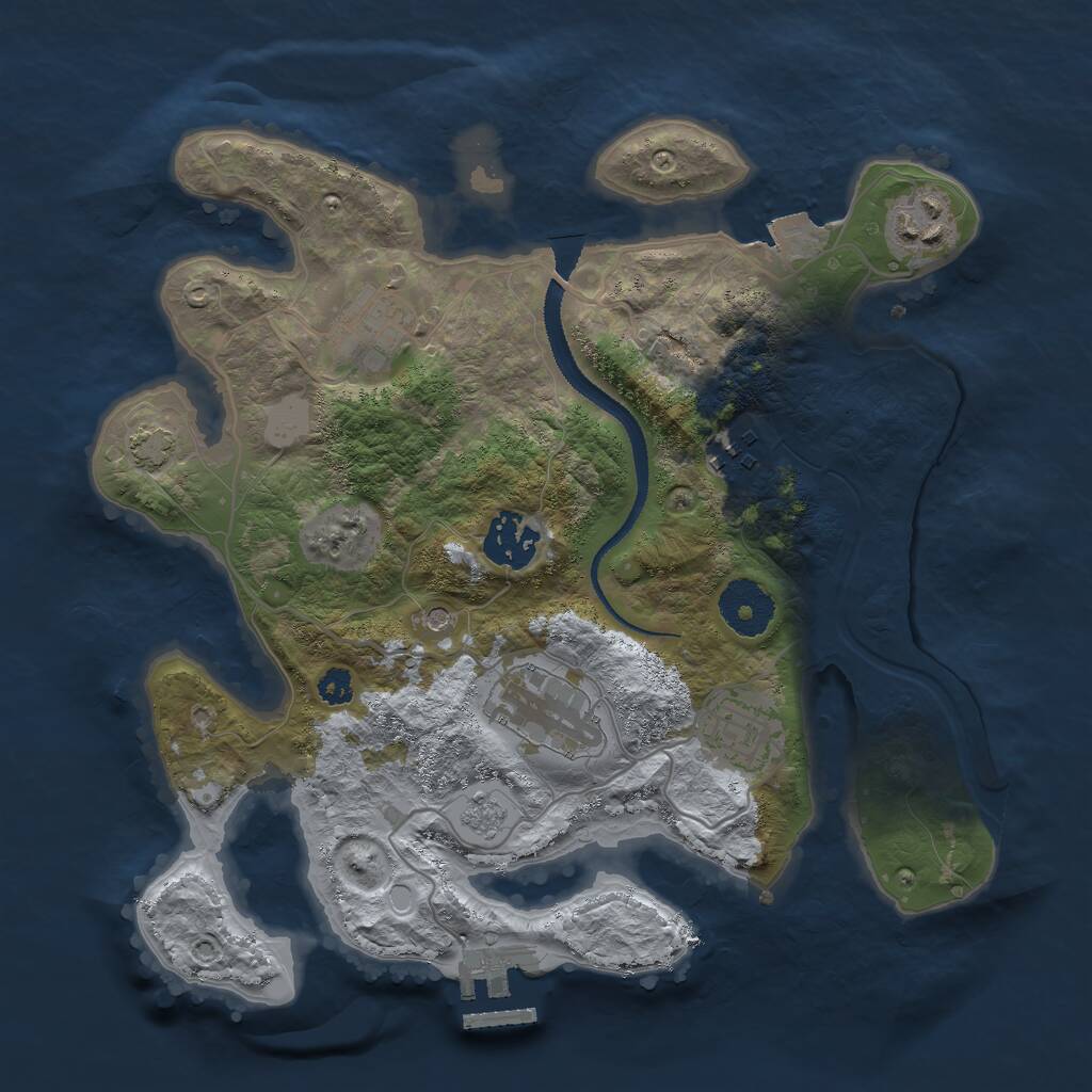 Rust Map: Procedural Map, Size: 3000, Seed: 68894, 11 Monuments