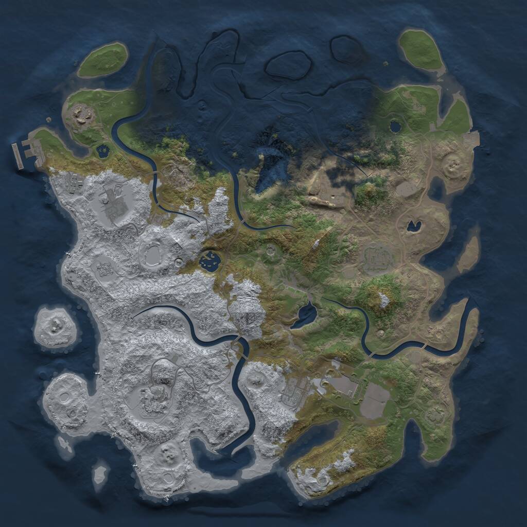 Rust Map: Procedural Map, Size: 4000, Seed: 45673990, 14 Monuments