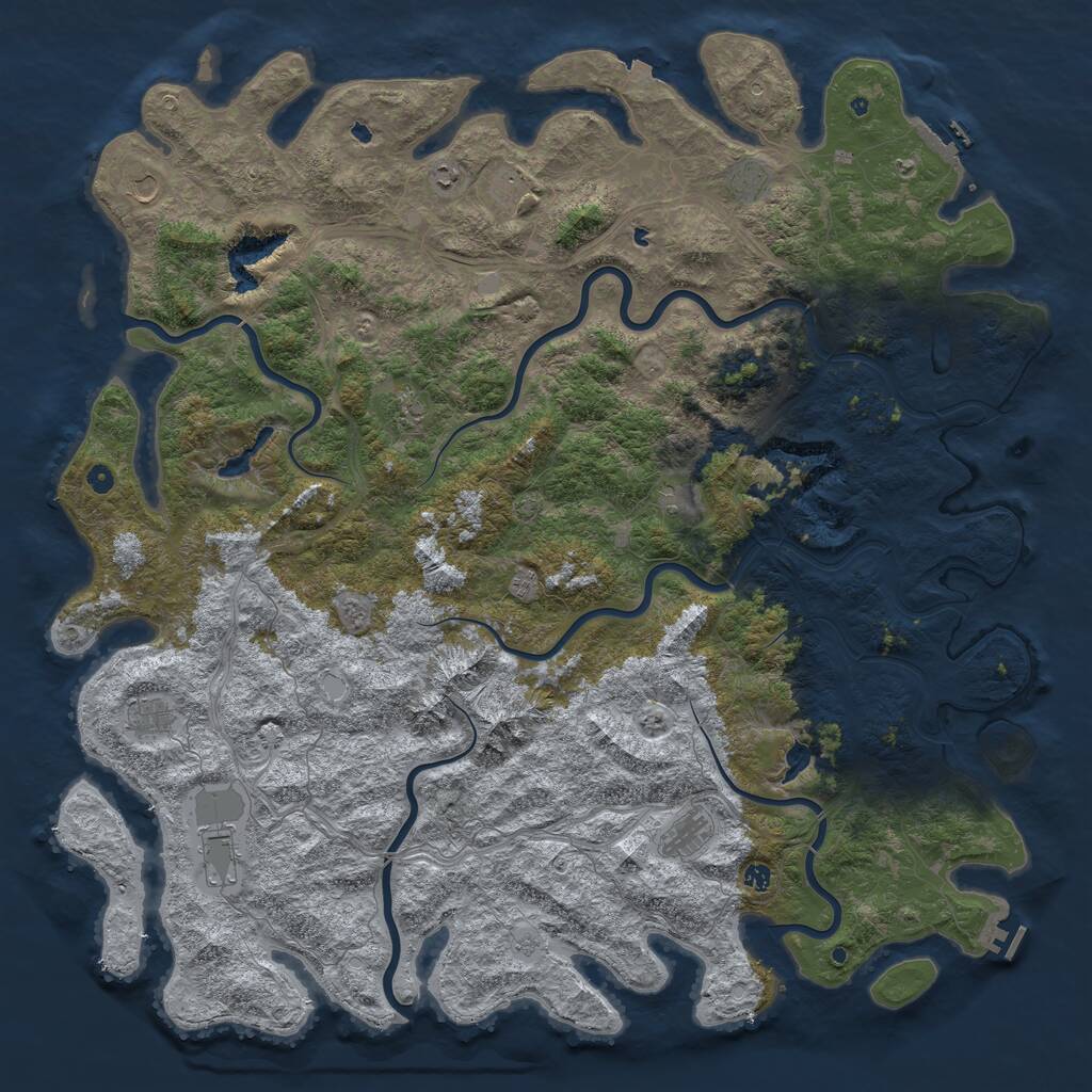Rust Map: Procedural Map, Size: 6000, Seed: 1263746822, 17 Monuments
