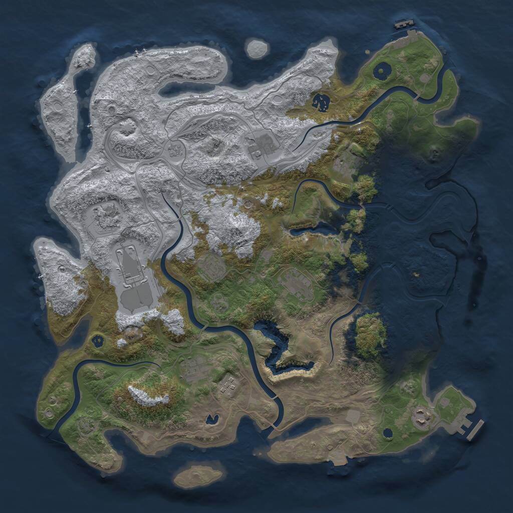 Rust Map: Procedural Map, Size: 4300, Seed: 1050343673, 16 Monuments