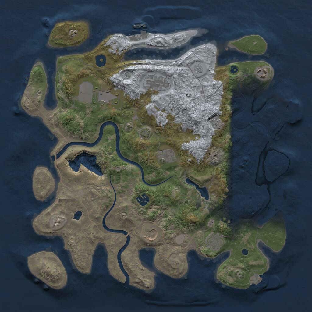 Rust Map: Procedural Map, Size: 4000, Seed: 1332853662, 14 Monuments