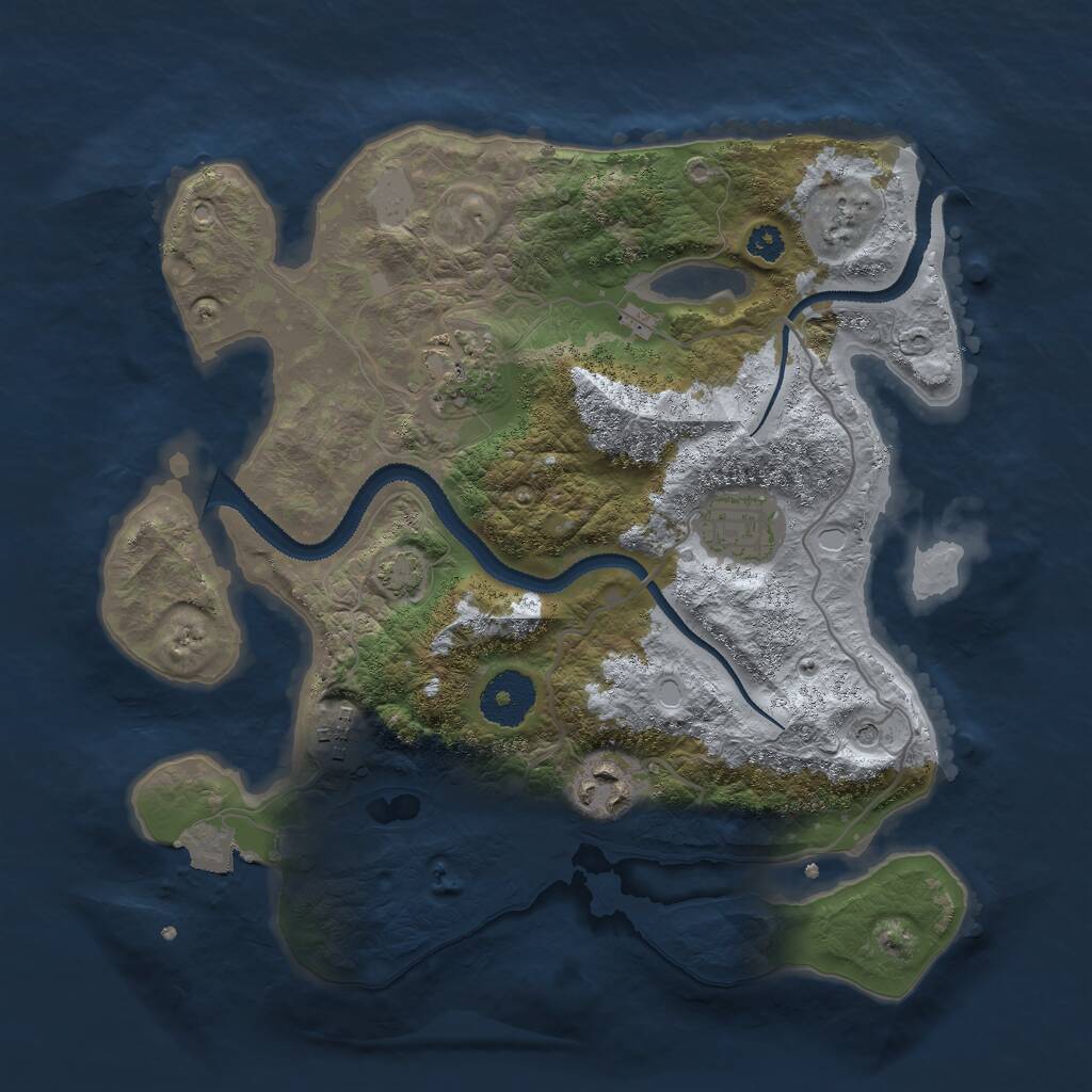 Rust Map: Procedural Map, Size: 3000, Seed: 1268124329, 7 Monuments