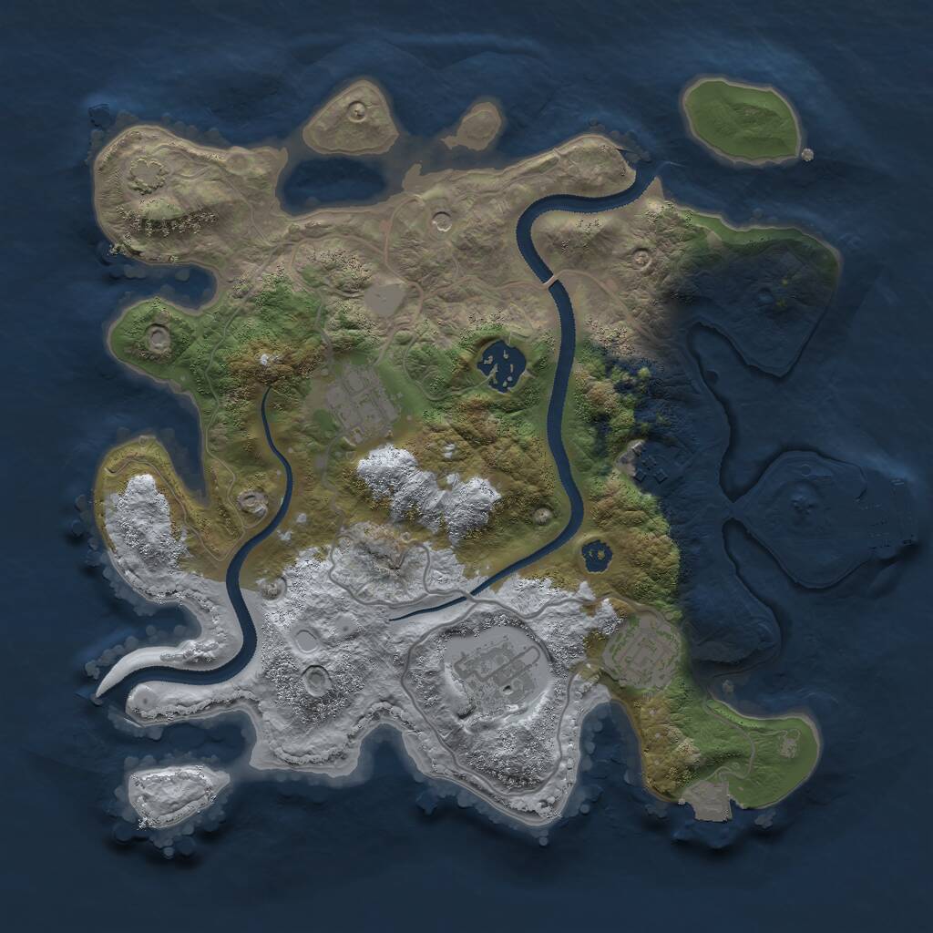 Rust Map: Procedural Map, Size: 3000, Seed: 802738684, 9 Monuments