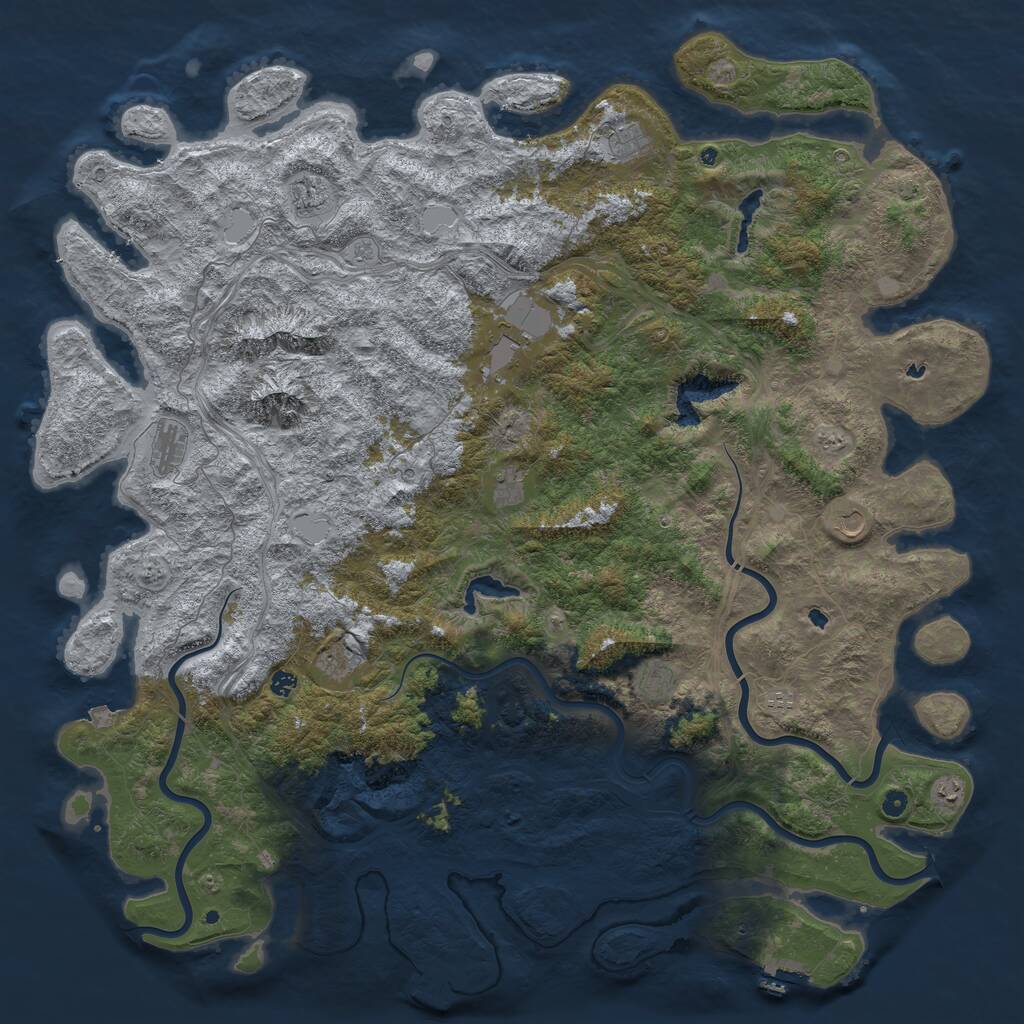 Rust Map: Procedural Map, Size: 6000, Seed: 5739056, 17 Monuments