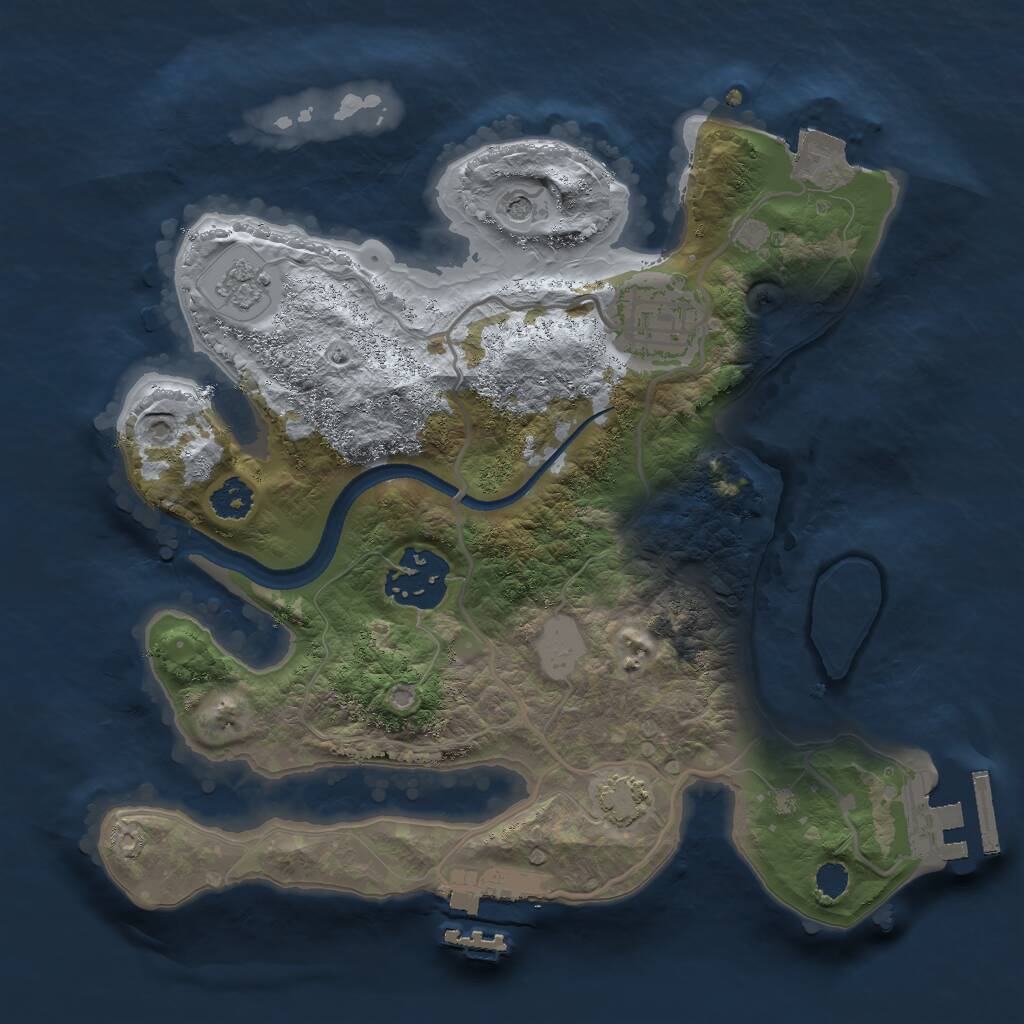 Rust Map: Procedural Map, Size: 2500, Seed: 9823350, 8 Monuments