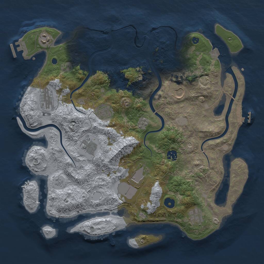 Rust Map: Procedural Map, Size: 3750, Seed: 3846, 15 Monuments