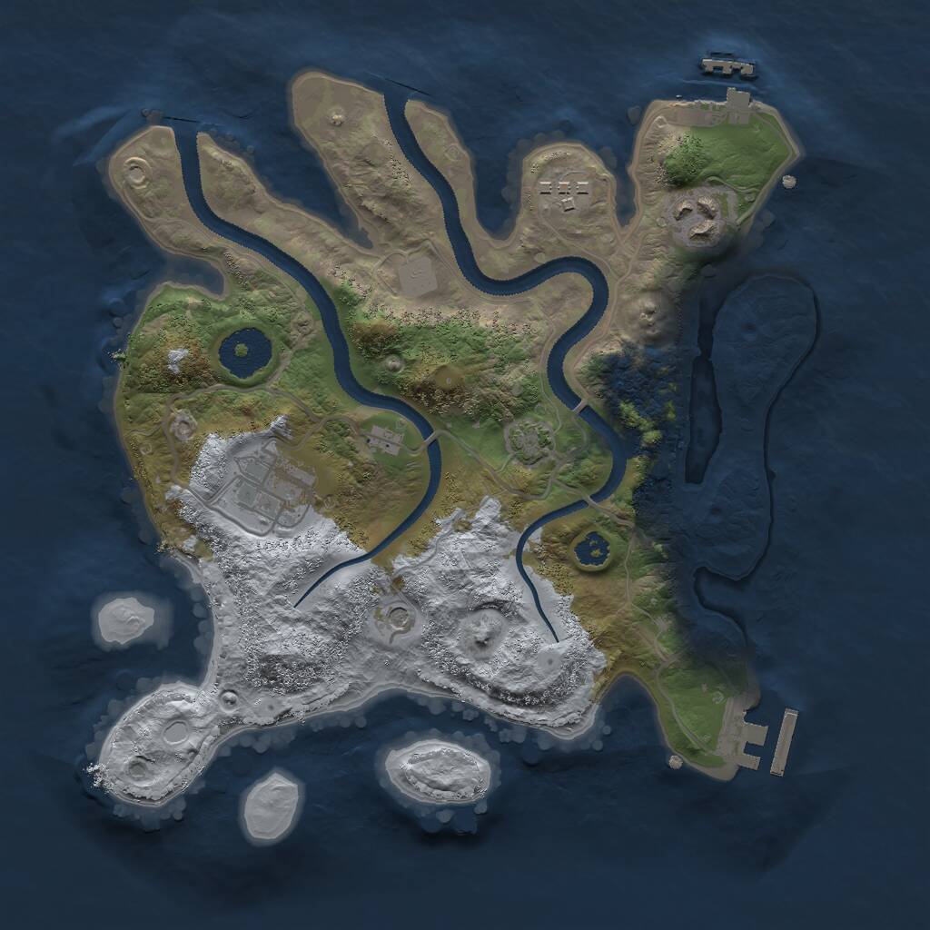 Rust Map: Procedural Map, Size: 2800, Seed: 1173993302, 8 Monuments
