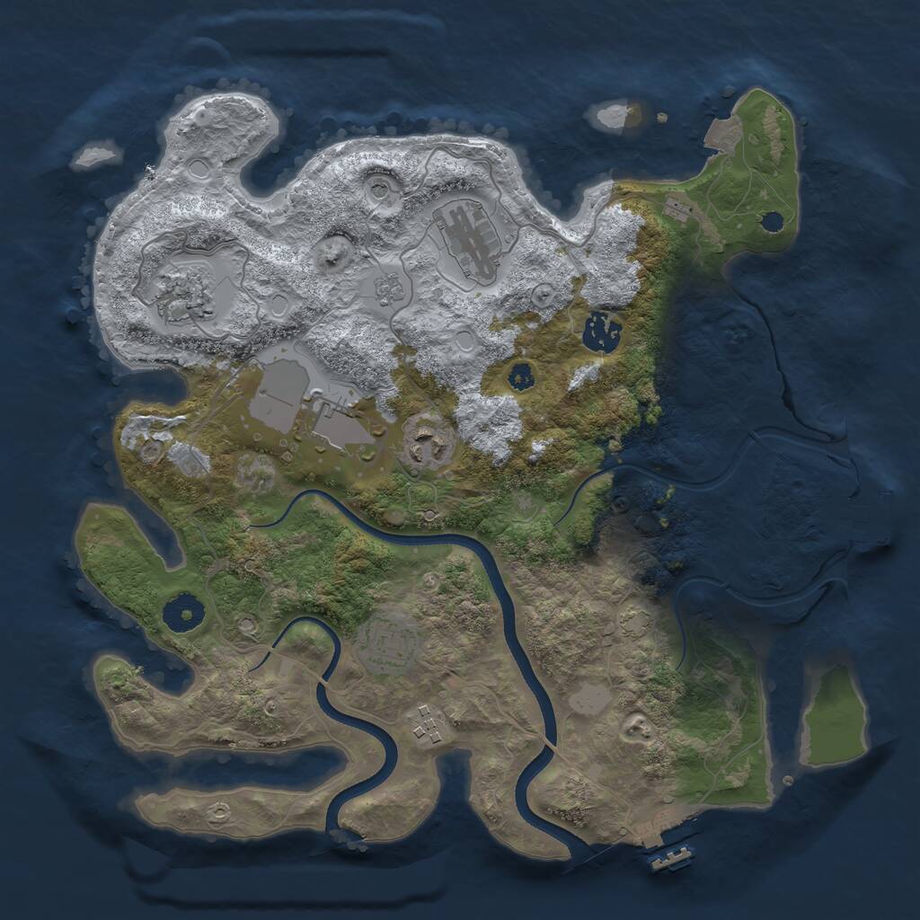 Rust Map: Procedural Map, Size: 3500, Seed: 9823350, 13 Monuments