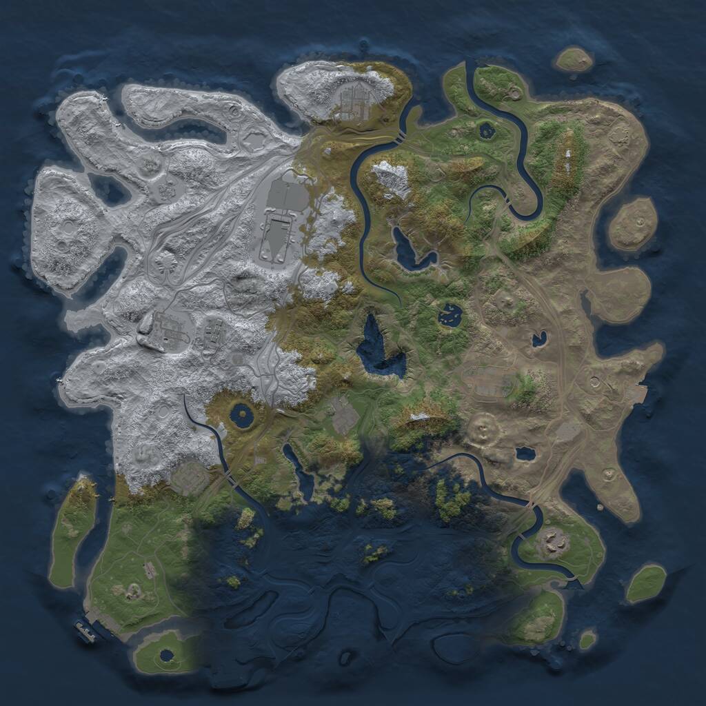 Rust Map: Procedural Map, Size: 4500, Seed: 1840410889, 15 Monuments