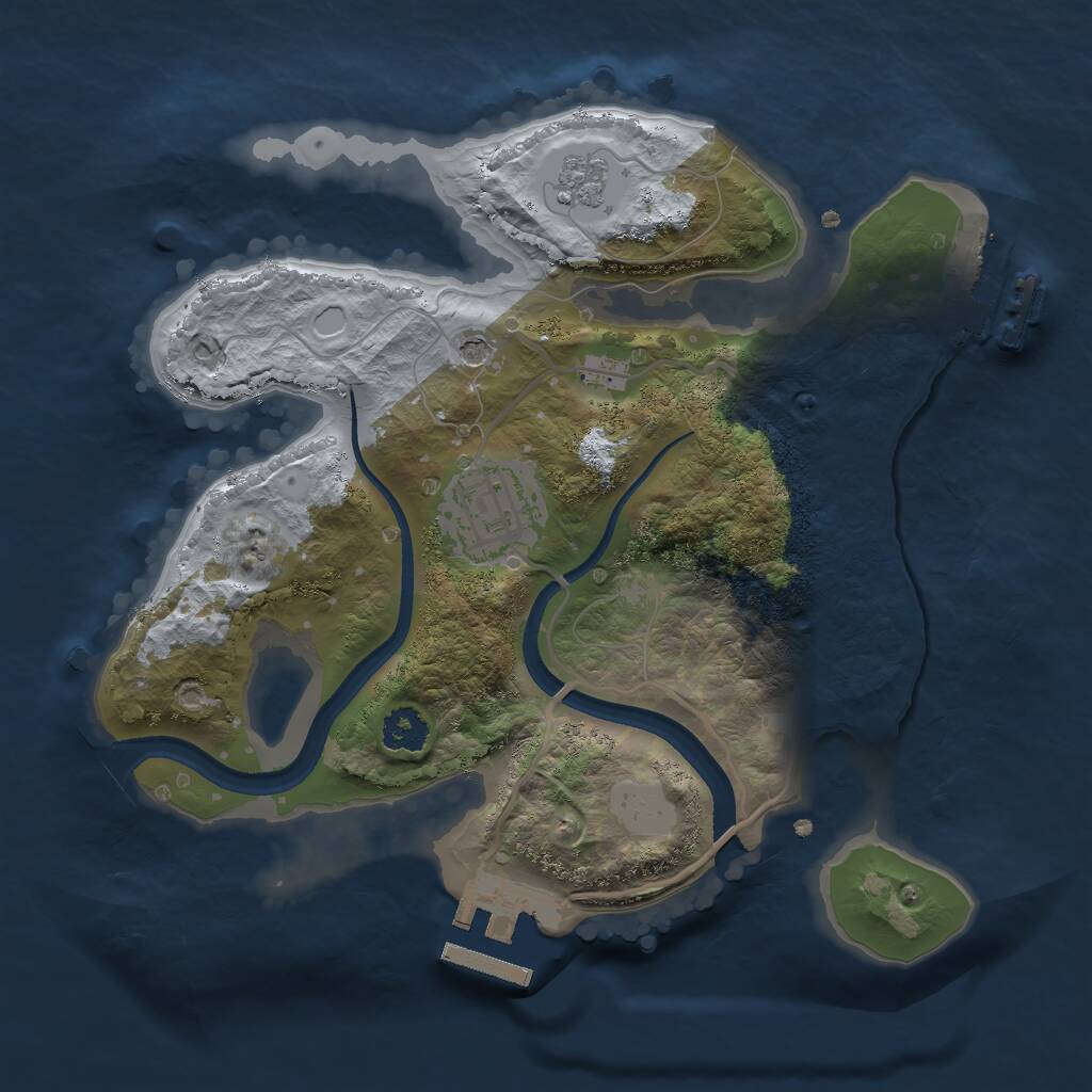 Rust Map: Procedural Map, Size: 2400, Seed: 55555, 6 Monuments