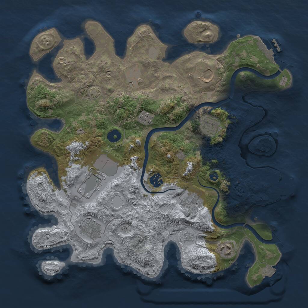 Rust Map: Procedural Map, Size: 3500, Seed: 802738684, 15 Monuments