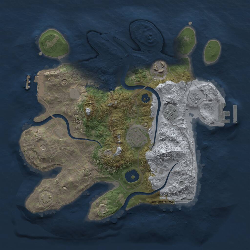 Rust Map: Procedural Map, Size: 2800, Seed: 1402961552, 9 Monuments