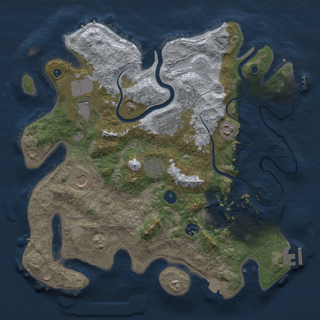 Rust Map: Procedural Map, Size: 3700, Seed: 2065791446, 14 Monuments