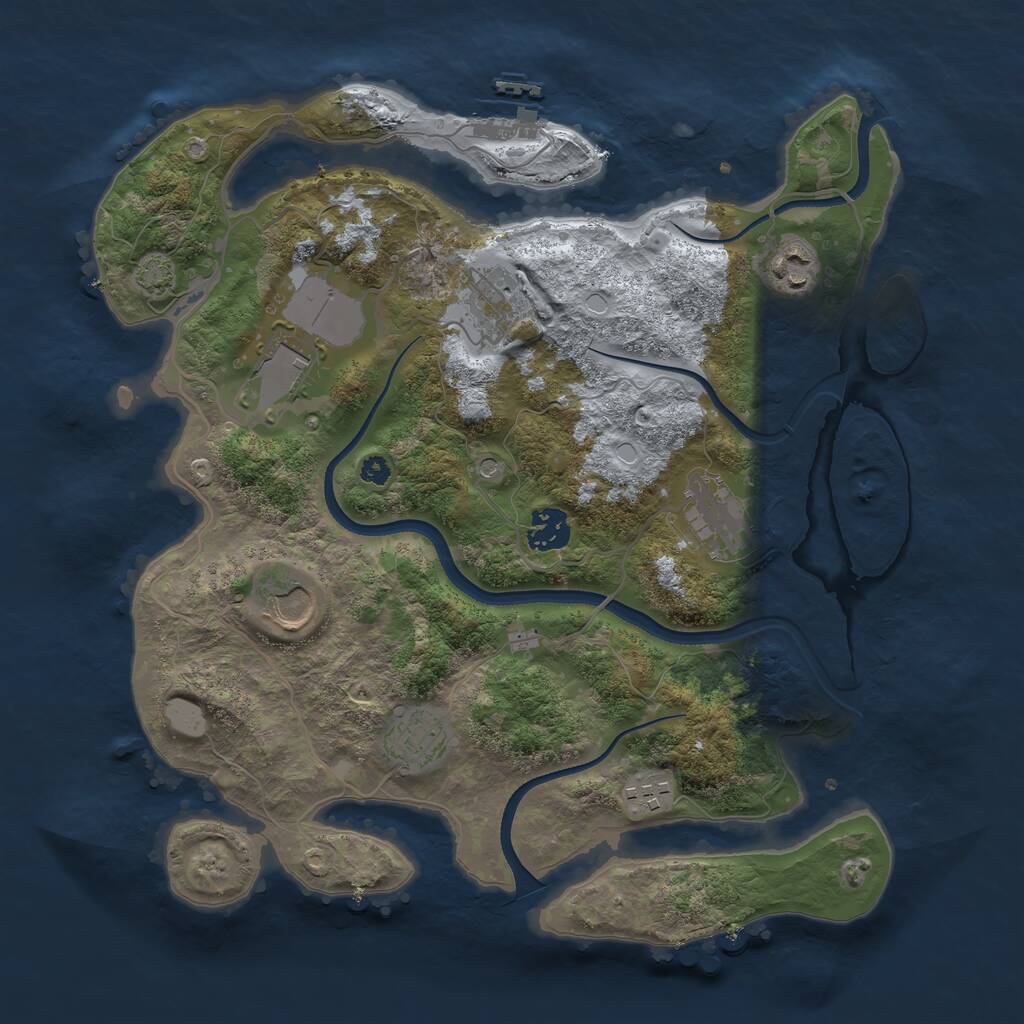 Rust Map: Procedural Map, Size: 3500, Seed: 470634456, 12 Monuments