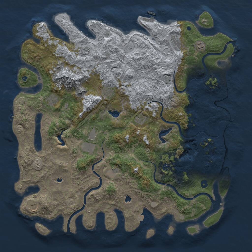 Rust Map: Procedural Map, Size: 5000, Seed: 1977863127, 16 Monuments