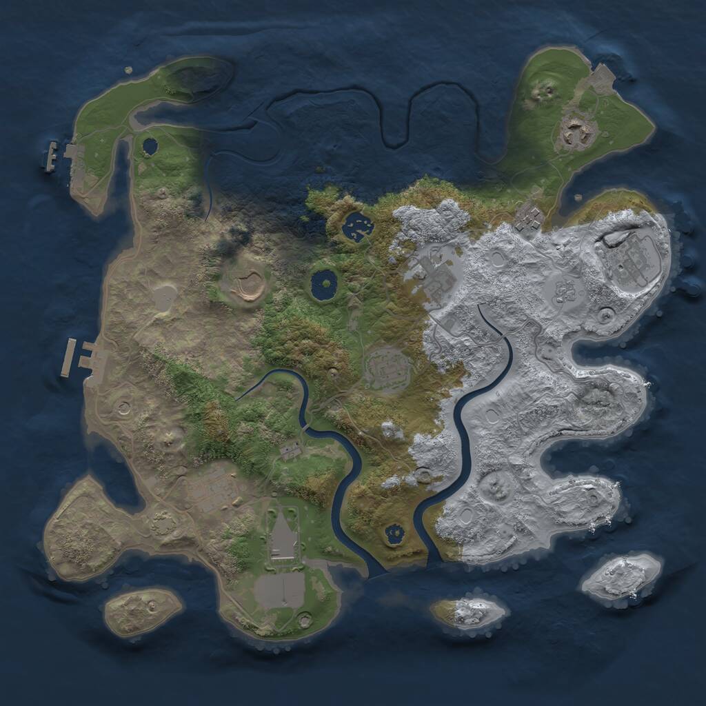 Rust Map: Procedural Map, Size: 3650, Seed: 1930698687, 15 Monuments