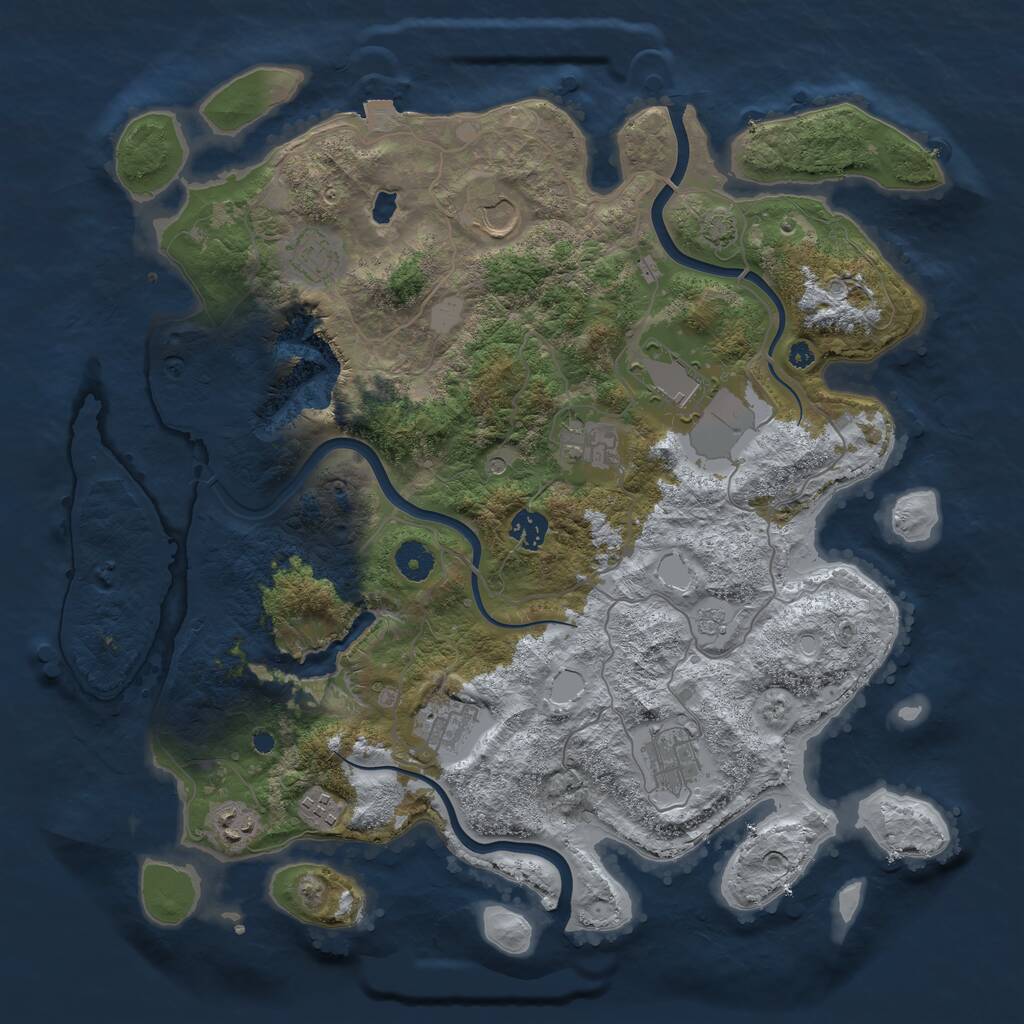 Rust Map: Procedural Map, Size: 4000, Seed: 864473209, 13 Monuments