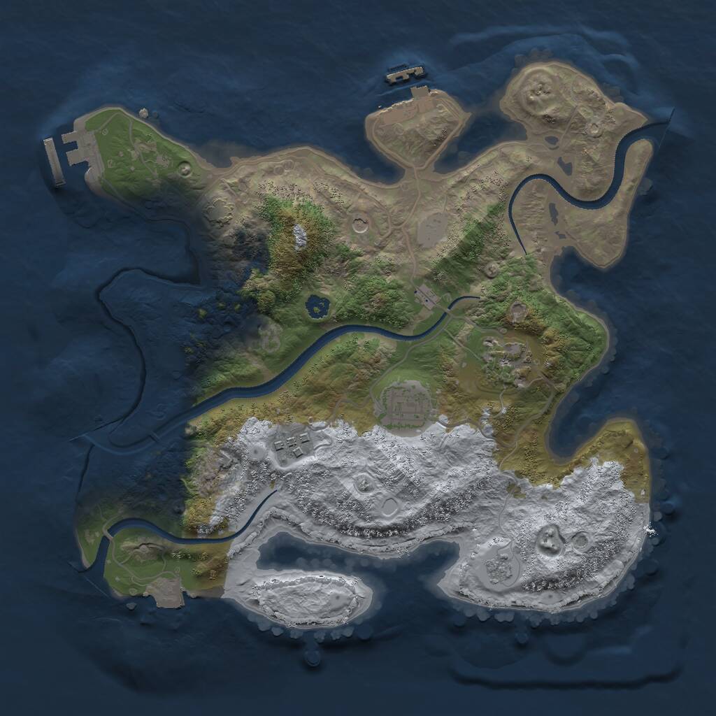 Rust Map: Procedural Map, Size: 3000, Seed: 1360349089, 9 Monuments