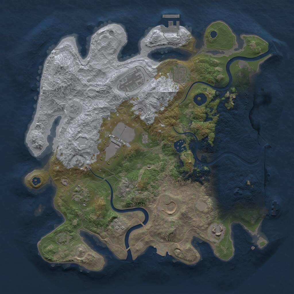 Rust Map: Procedural Map, Size: 3500, Seed: 1183606025, 14 Monuments