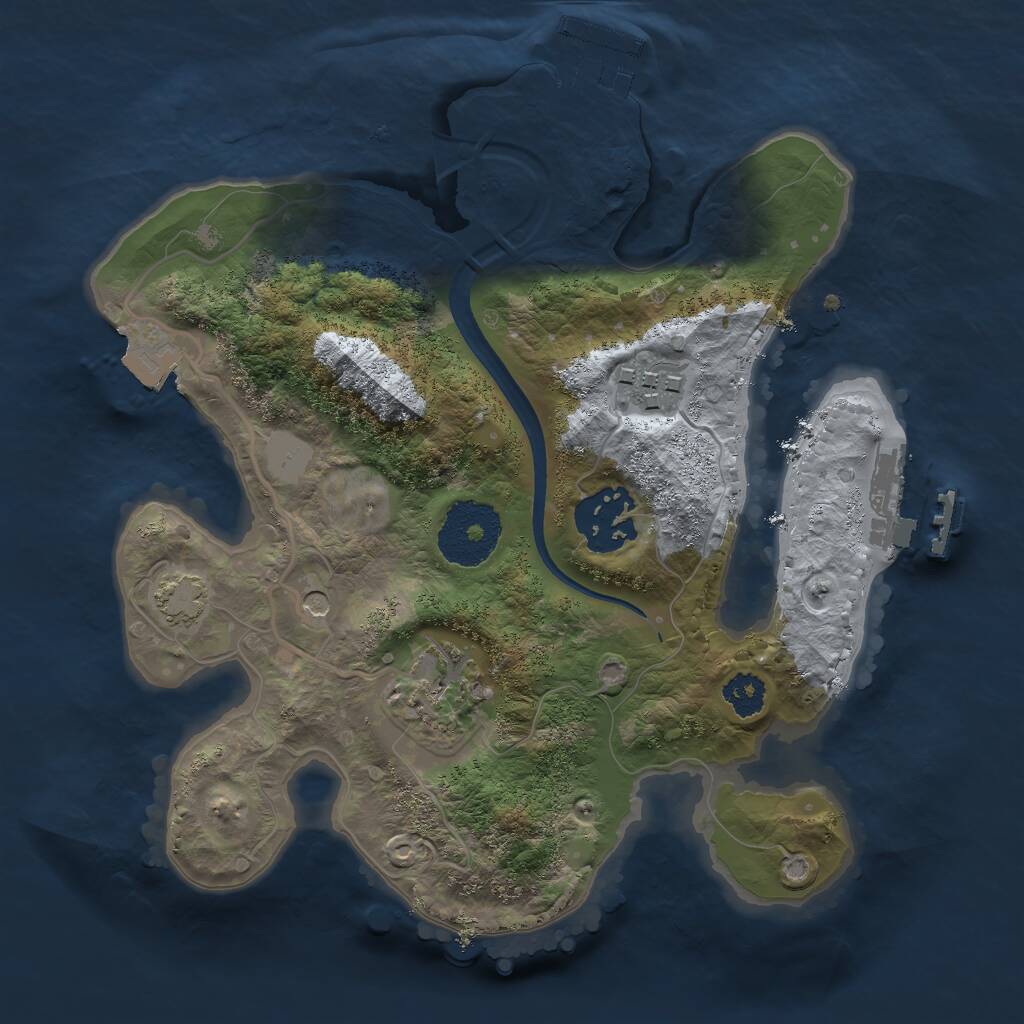 Rust Map: Procedural Map, Size: 2433, Seed: 42044209, 8 Monuments