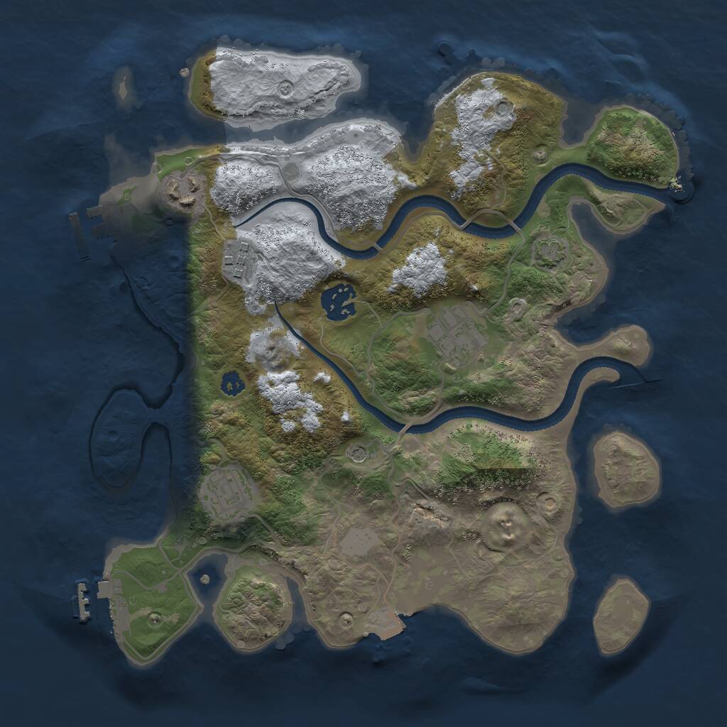 Rust Map: Procedural Map, Size: 3000, Seed: 890682400, 10 Monuments